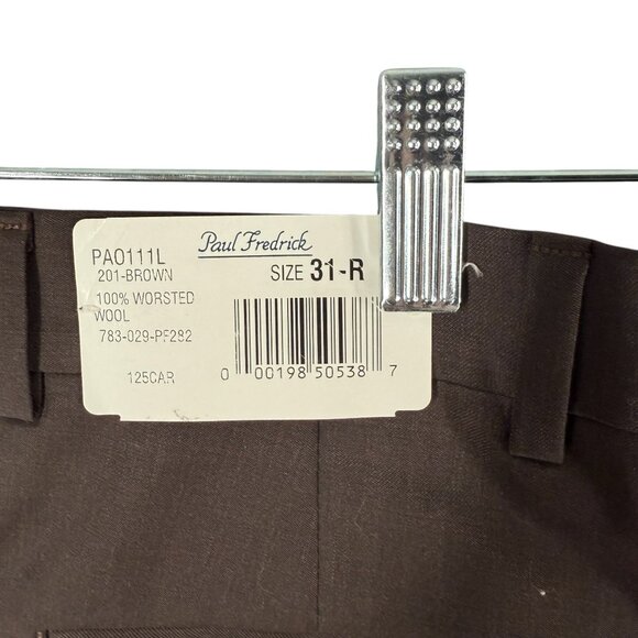 Paul Fredrick Mens Pants 31-R Brown  Worsted Wool Pants New Unhemmed - Picture 2 of 16